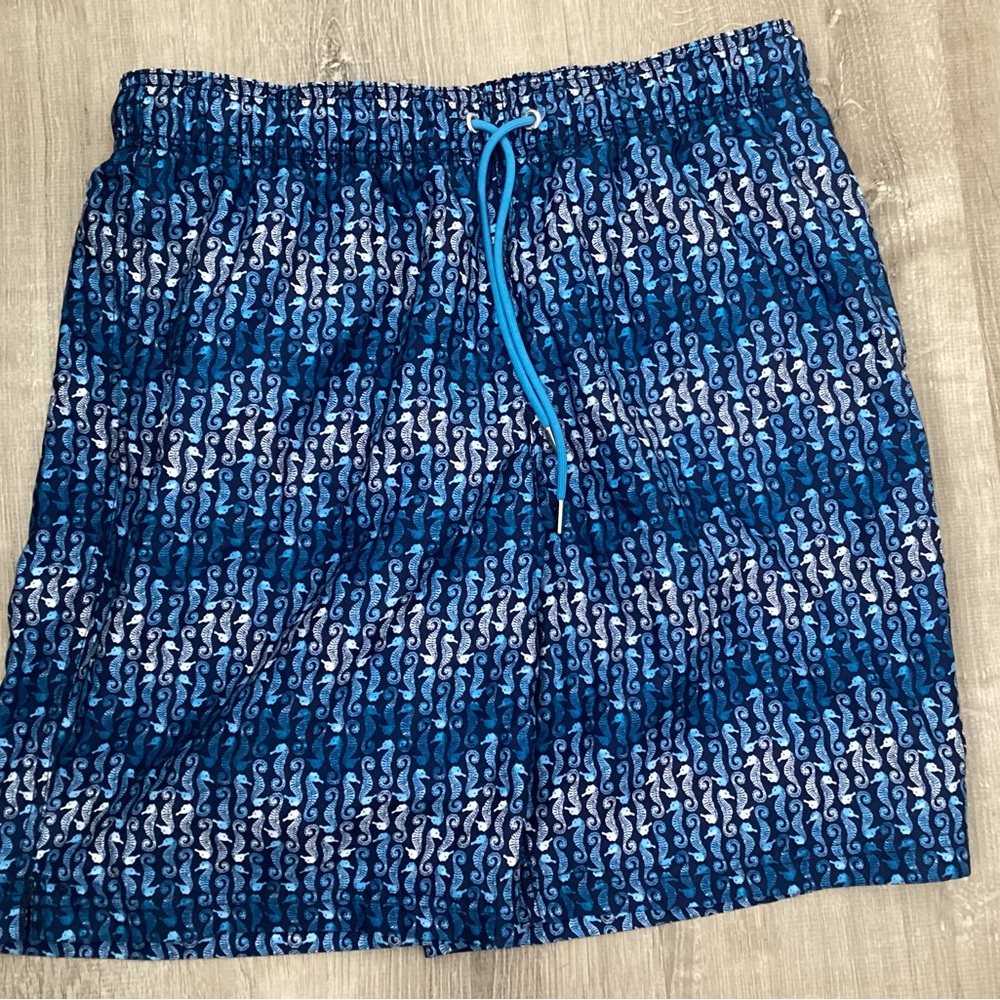 Lands' End Navy Seahorse Swim Shorts